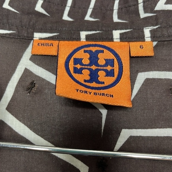 Tory Burch Brown White Sheer Sequin Split Neck Tunic Womens Size 6 BLEMISH - Picture 2 of 8